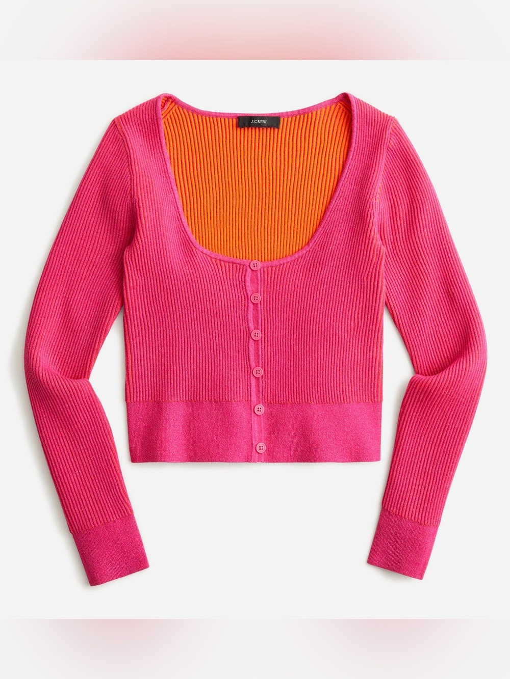 J. Crew Orange Ribbed Scoop Neck Stretch Cardigan Top